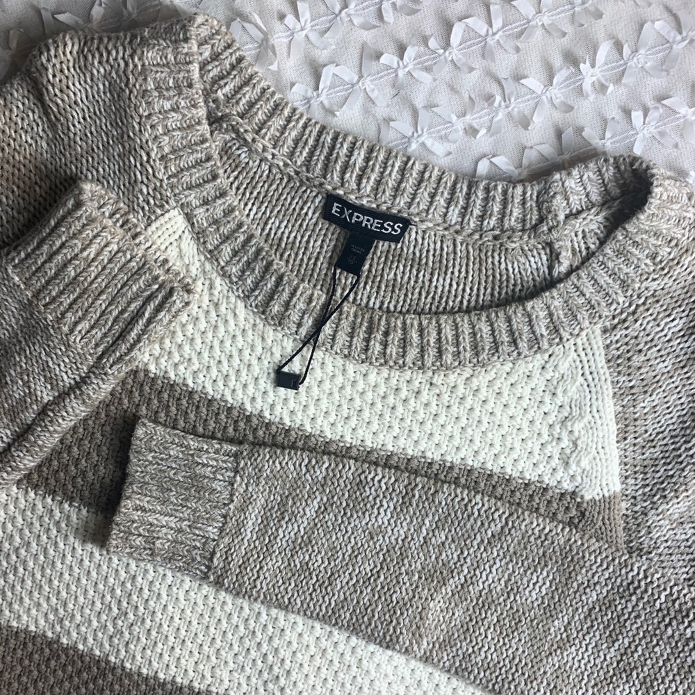 XS Express long sleeved brown & white stripped top
